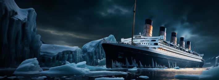 titanic proche d'un gros iceberg